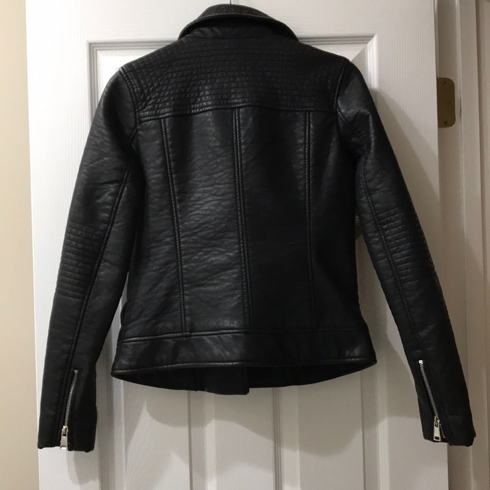 NWOT. Black Vegan Leather Moto Jacket. - Picture 2 of 3